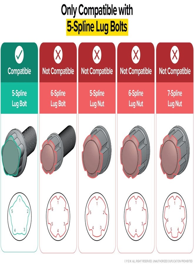 StanceMagic 5 Spline Socket Key for Lug Bolts Only - Rust-Resistant Alloy Steel - NOT FOR LUG NUTS - 1 Piece - Image 4